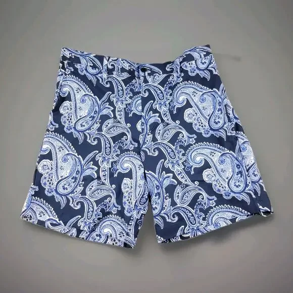Polo Ralph Lauren Shorts Mens 36W Blue Paisley Strech Straight Fit Performance - Picture 1 of 12